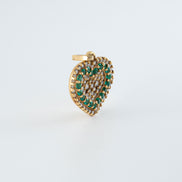 Dije Corazon Esmeraldas y Diamantes Oro Amarillo 18k /DED07 / M: 2 cms x 1,5 cms