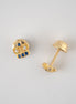 Topos Corona Circones Azul x Blancos Oro Amarillo 18k /NA09 / M: 6 mm x 5 mm / P: 0,8 gr