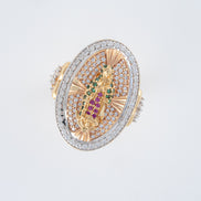 Anillo Virgen Guadalupe Oro Amarillo Circones 18k /NA51/ T: 8/ Peso: 11,2 gr