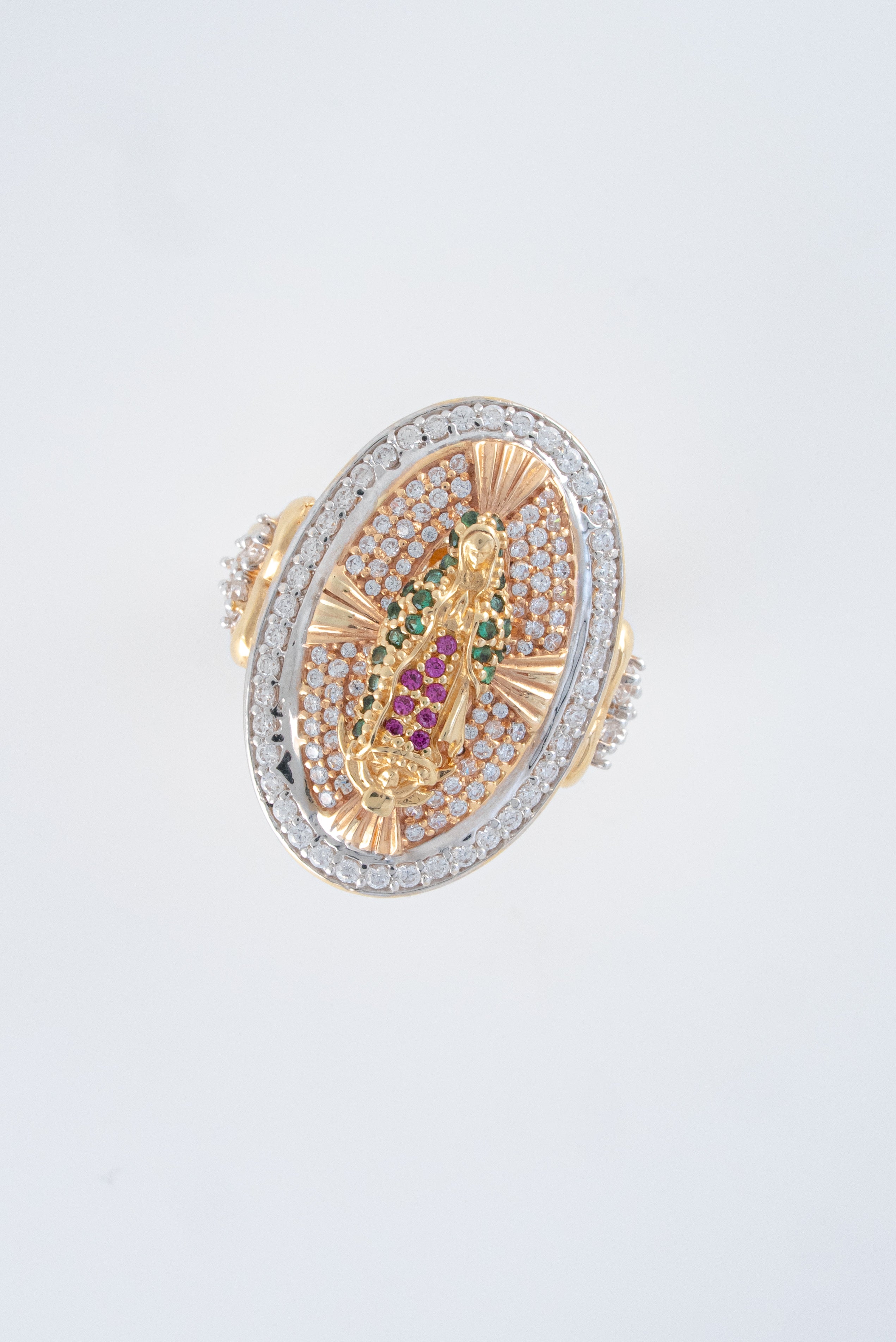 Anillo Virgen Guadalupe Oro Amarillo Circones 18k /NA51/ T: 8/ Peso: 11,2 gr