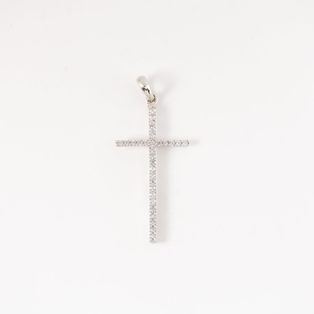 Dije Cruz Circones Oro Blanco 18k / NA102 / M: 3.5 cms x 2 cms / P: 1.6 gr