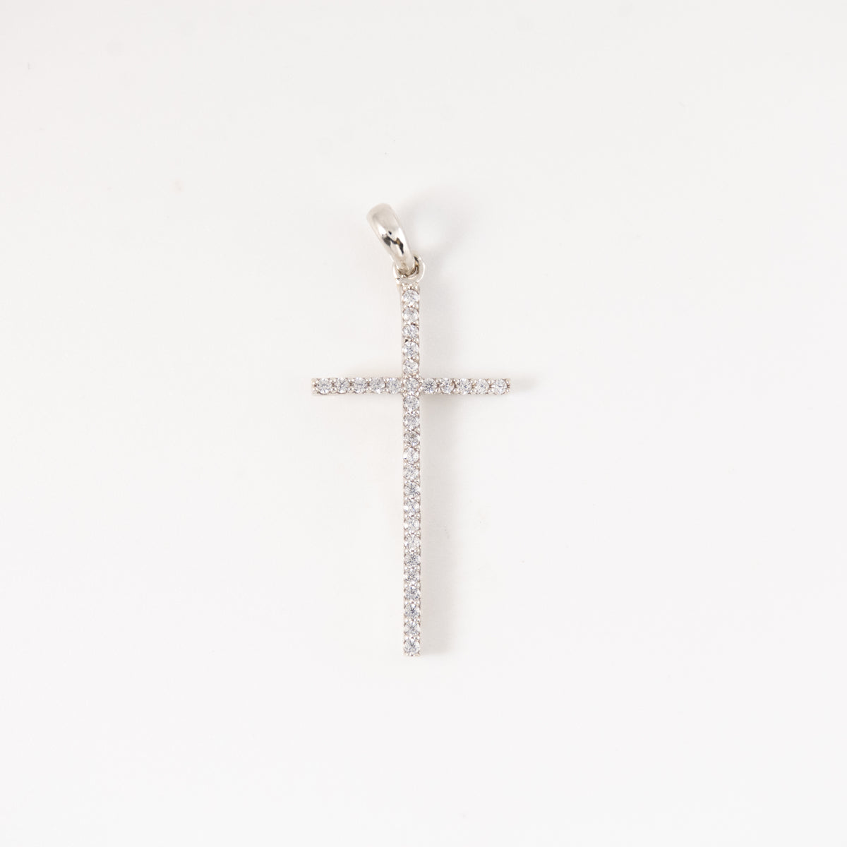 Dije Cruz Circones Oro Blanco 18k / NA102 / M: 3.5 cms x 2 cms / P: 1.6 gr