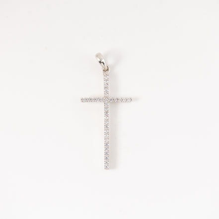 Dije Cruz Circones Oro Blanco 18k / NA102 / M: 3.5 cms x 2 cms / P: 1.6 gr