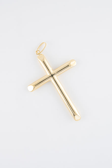 Dije Cruz Lisa Oro Amarillo 18k - NA102 - M: 5 cms x 3 cms - P: 2,2 gr