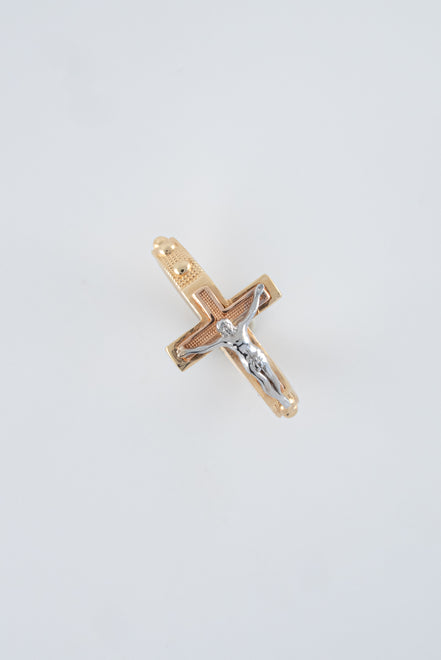 Anillo Cristo Bicolor (Oro Amarillo - Blanco) 18k /NA47/ T: 6/ Peso: 3,3 gr