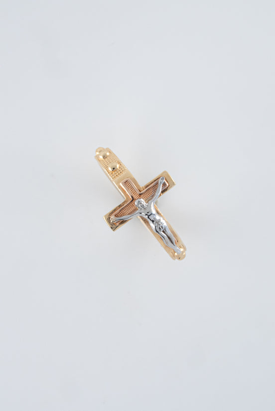 Anillo Cristo Bicolor (Oro Amarillo - Blanco) 18k /NA47/ T: 6/ Peso: 3,3 gr