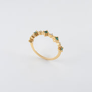Anillo Esmeralda y Diamantes Oro Amarillo 18k / AED03 / T: 6 / E: 0,13 quilates -D:0,04 quilates