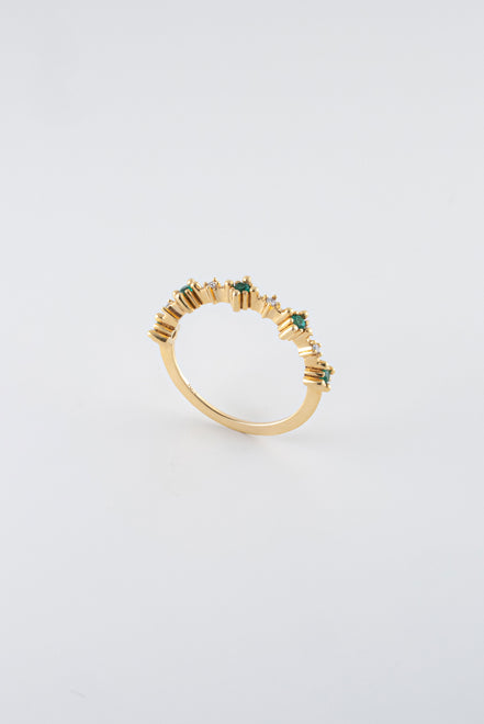 Anillo Esmeralda y Diamantes Oro Amarillo 18k / AED03 / T: 6 / E: 0,13 quilates -D:0,04 quilates
