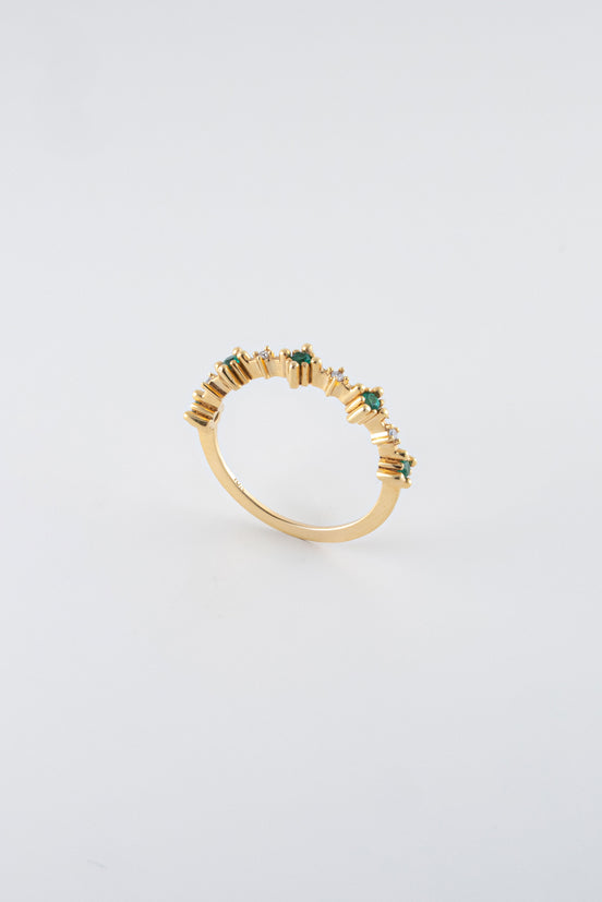 Anillo Esmeralda y Diamantes Oro Amarillo 18k / AED03 / T: 6 / E: 0,13 quilates -D:0,04 quilates