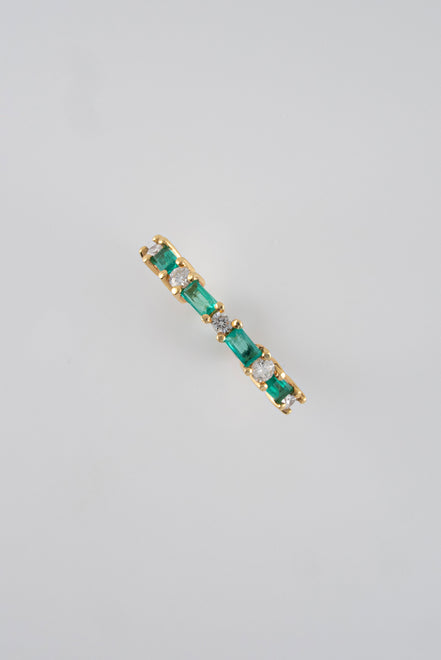 Anillo Esmeraldas y Diamantes 18k oro amarillo / Talla 6 Nacional