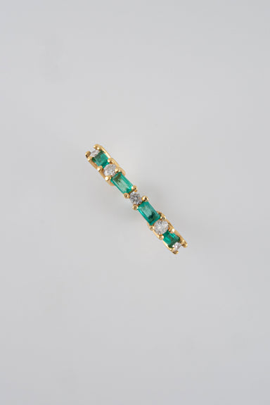 Anillo Esmeraldas y Diamantes 18k oro amarillo / Talla 6 Nacional