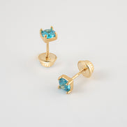 Topos Circon Azul Claro Oro Amarillo 18k / NA160 / M: 4mm x 4mm / P: 0,8 gr