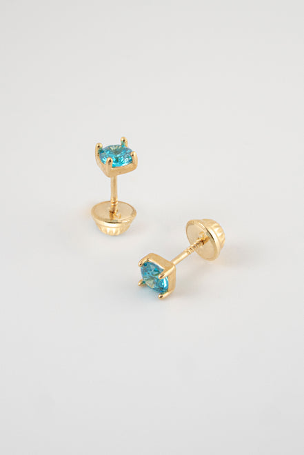 Topos Circon Azul Claro Oro Amarillo 18k / NA160 / M: 4mm x 4mm / P: 0,8 gr