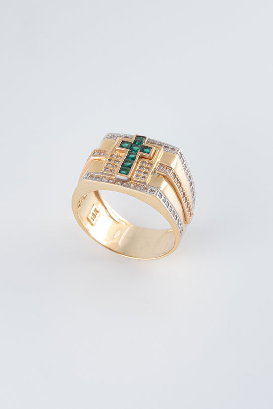 Anillo Oro Amarillo 18k Circones /NA54/ T: 8.5 / Peso: 8,8 gr