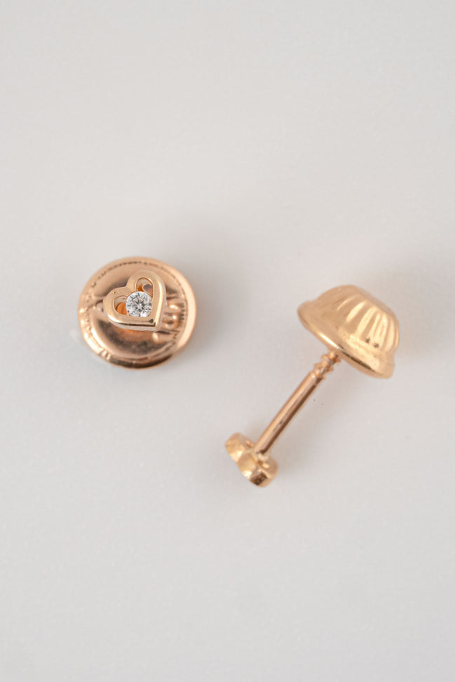 Topos Corazon Silueta Circon Oro Rosado 18k / NA09 / M: 3 mm x 3 mm / P: 0,5 gr