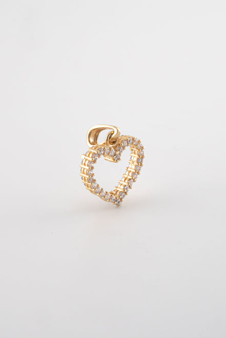 Dije Corazon Circones Blancos 18k oro amarillo / 1,48 gr - M: 2 cms x 1,5 cms  Nacional
