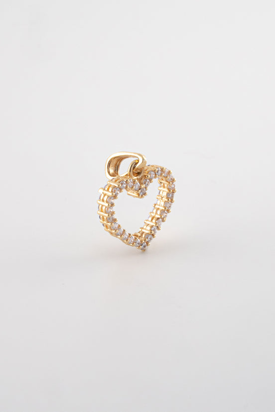 Dije Corazon Circones Blancos 18k oro amarillo / 1,48 gr - M: 2 cms x 1,5 cms  Nacional