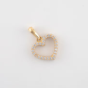 Dije Corazon Circones Blancos 18k oro amarillo / 1,48 gr - M: 2 cms x 1,5 cms  Nacional