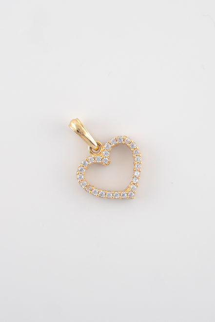 Dije Corazon Circones Blancos 18k oro amarillo / 1,48 gr - M: 2 cms x 1,5 cms  Nacional