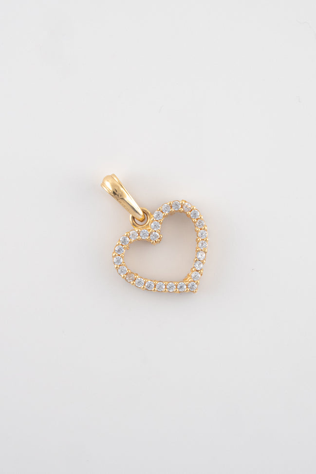 Dije Corazon Circones Blancos 18k oro amarillo / 1,48 gr - M: 2 cms x 1,5 cms  Nacional