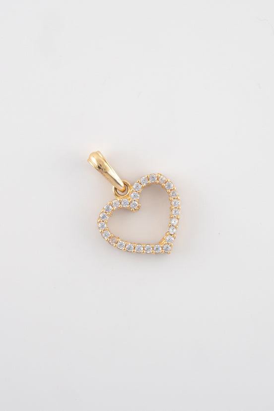 Dije Corazon Circones Blancos 18k oro amarillo / 1,48 gr - M: 2 cms x 1,5 cms  Nacional