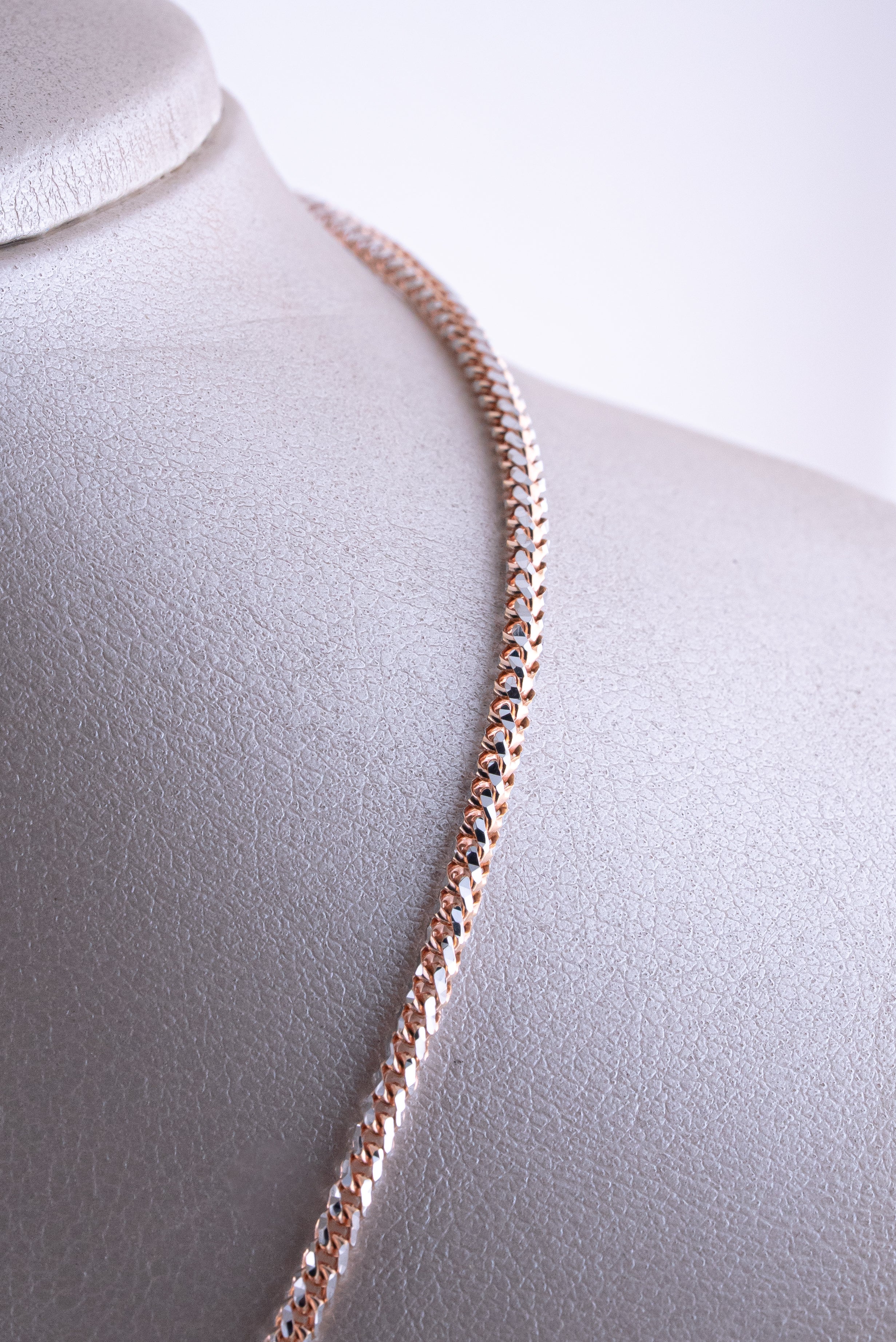 Cadena Franco Diamantada Bicolor (Oro Rosado - Blanco) 18k - ITA162 - 50 cms - P: 23 gr