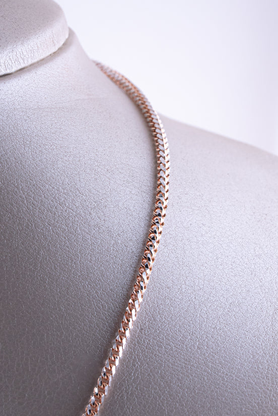 Cadena Franco Diamantada Bicolor (Oro Rosado - Blanco) 18k - ITA162 - 50 cms - P: 23 gr