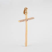Dije Cruz Circones Blancos Oro Rosado 18k / NA102 / M: 4cms x 1.5 cms / P: 1,5 gr