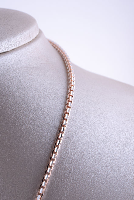 Cadena Veneciana Bicolor Diamantada ( Oro Blanco - Rosado ) 18k / ITA102 / 50 cms / P: 22,9 gr
