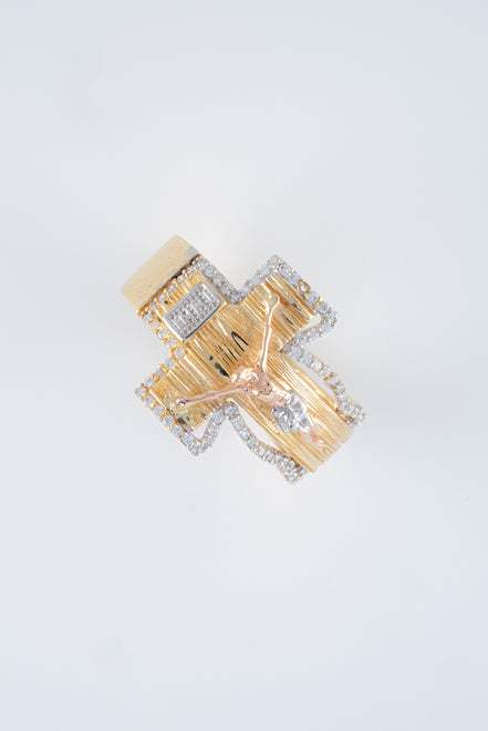 Anillo Cristo Oro Amarillo 18k Circones /NA57/ T: 10 / Peso: 8,6 gr