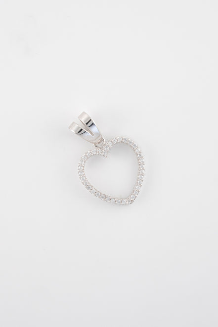 Dije Corazon Silueta Circones Oro Blanco 18k / NA102 / M: 2,3 cms x 1,5 cms / P: 1,4 gr