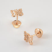 Topos Mariposa Circones Oro Rosado 18k /NA09 / M: 7 mm x 7 mm / P: 0,9 gr