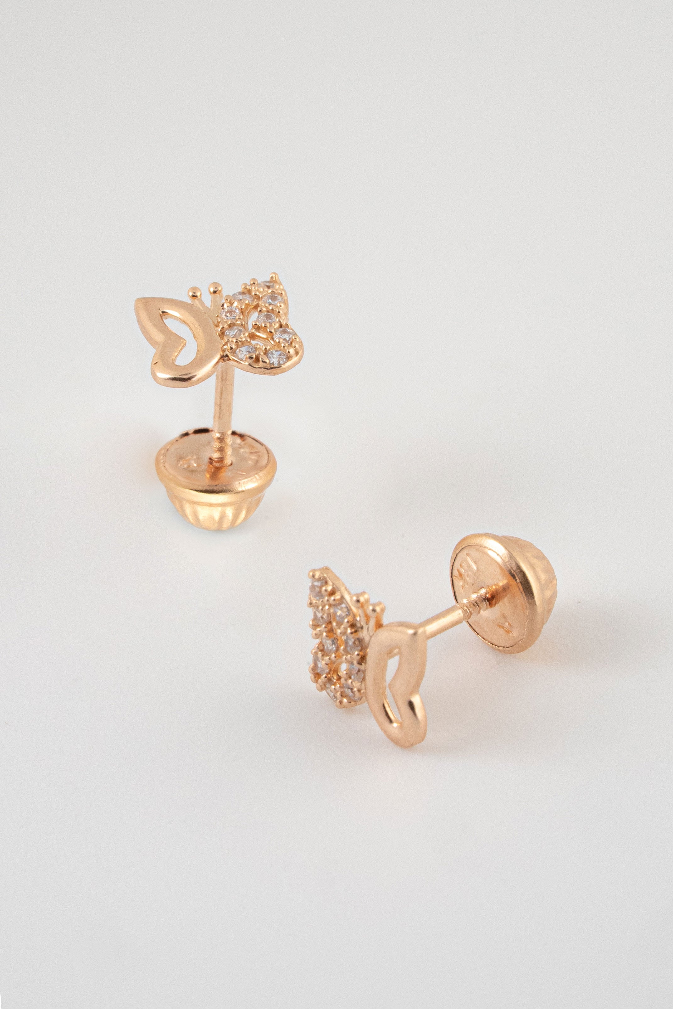 Topos Mariposa Circones Oro Rosado 18k /NA09 / M: 7 mm x 7 mm / P: 0,9 gr