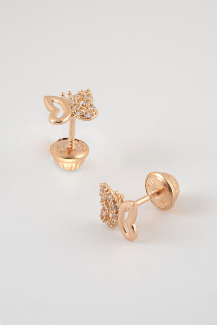 Topos Mariposa Circones Oro Rosado 18k /NA09 / M: 7 mm x 7 mm / P: 0,9 gr