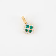 Dije Trebol Esmeradas y Diamantes Oro Amarillo 18k / DED49 / M: 1,5 cms x 1,8 cms