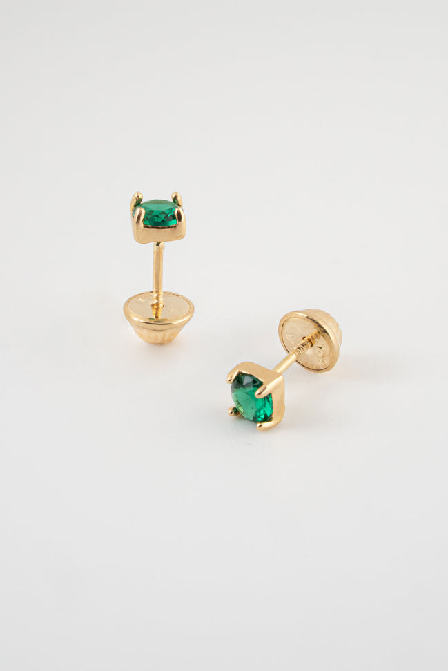 Topos Circones Verdes 18k oro amarillo / M: 4mm - Nacional