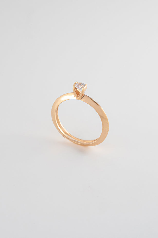 Anillo Compromiso Oro Rosado 18k Circon / NA64 / T:6 / P: 2,5 gr