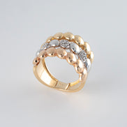 Anillo Tres Oros (Amarillo- Rosado- Blanco) 18k Circones /NA48/ T: 6.5 / P: 9,2 gr