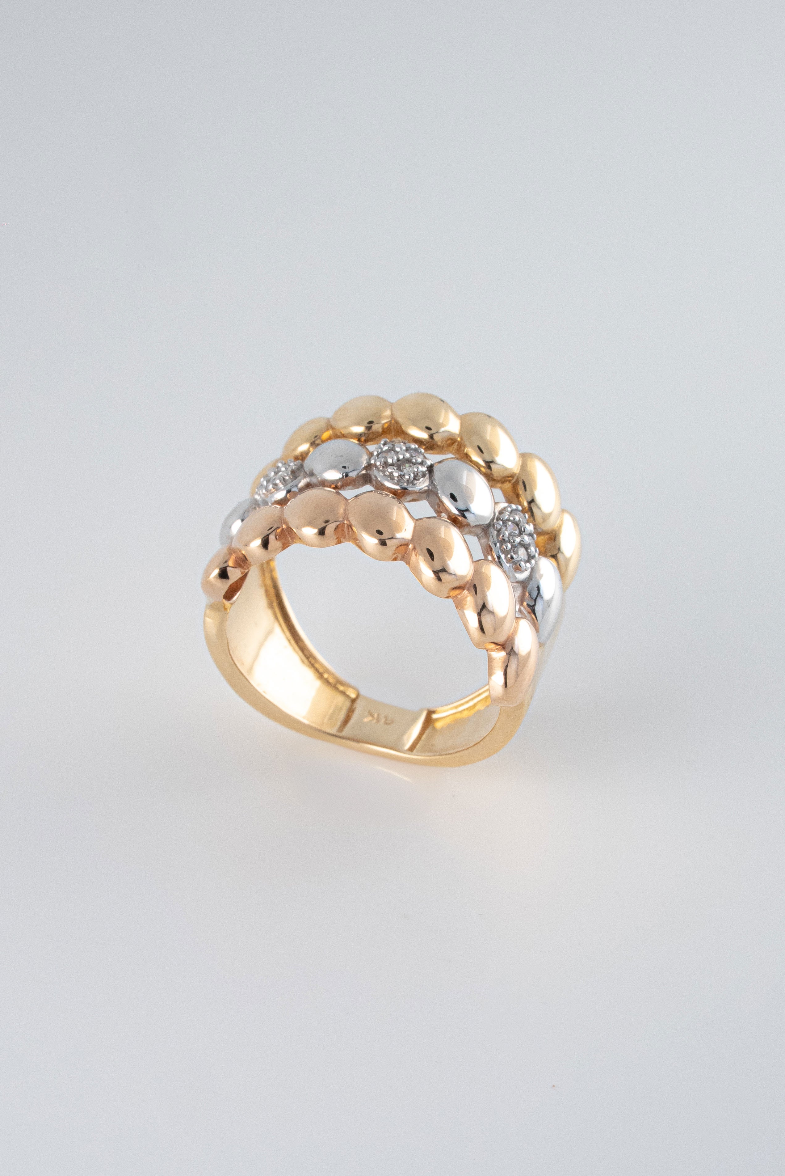 Anillo Tres Oros (Amarillo- Rosado- Blanco) 18k Circones /NA48/ T: 6.5 / P: 9,2 gr