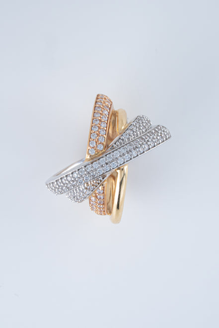 Anillo Tres Oros (Amarillo- Rosado- Blanco) 18k Circones / NA49 / T: 7 / P: 11,2 gr