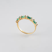 Anillo Esmeraldas y Diamantes 18k oro amarillo / Talla 6 Nacional