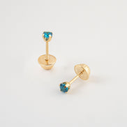 Topos Circon Azul Claro Oro Amarillo 18k / NA163 / M: 3 mm x 3 mm / P: 0,5 gr