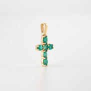 Dije Cruz Esmeraldas Oro Amarillo 18k / DE65 / M: 2,2 cms x 1,1 cms