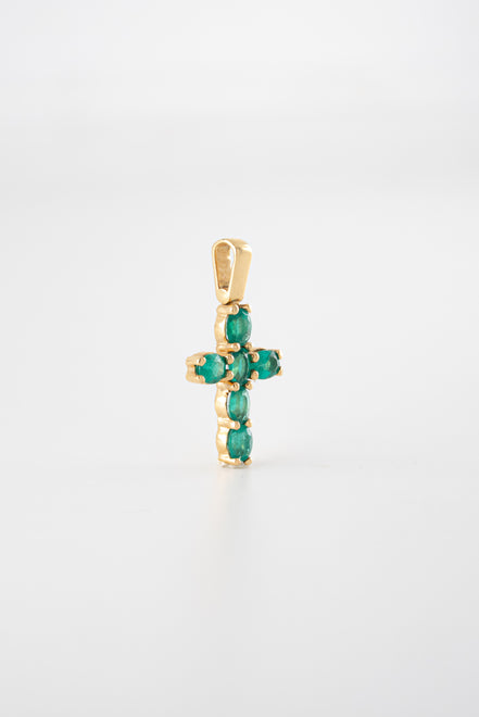 Dije Cruz Esmeraldas Oro Amarillo 18k / DE65 / M: 2,2 cms x 1,1 cms