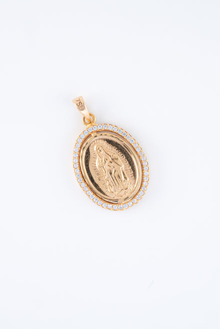 Dije Virgen Guadalupe Circones Oro Rosado 18k / NA102 / M: 2,6 cms x 1,6 cms / P: 3,3 gr