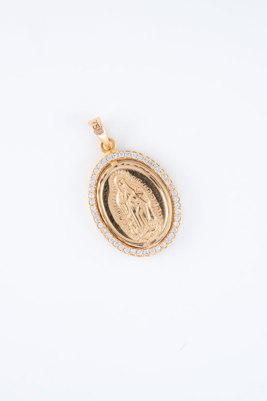 Dije Virgen Guadalupe Circones Oro Rosado 18k / NA102 / M: 2,6 cms x 1,6 cms / P: 3,3 gr