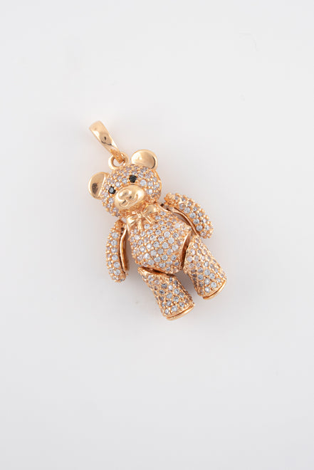 Dije Oso Circones Blancos Oro Rosado 18k / NA102 / M: 3,5 cms x 1,8 cms / P: 8,1 gr