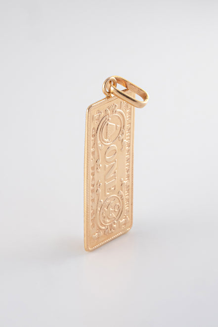 Dije Dolar Liso Oro Rosado 18k / NA102 / M: 4 cms x 1.5 cms / P: 5 gr