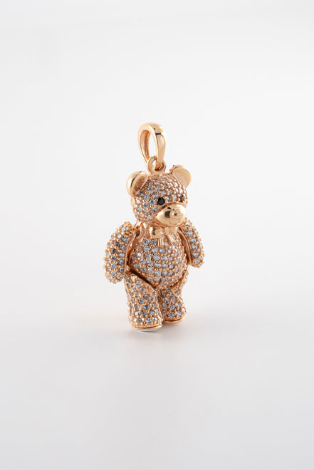 Dije Oso Circones Blancos Oro Rosado 18k / NA102 / M: 3,5 cms x 1,8 cms / P: 8,1 gr