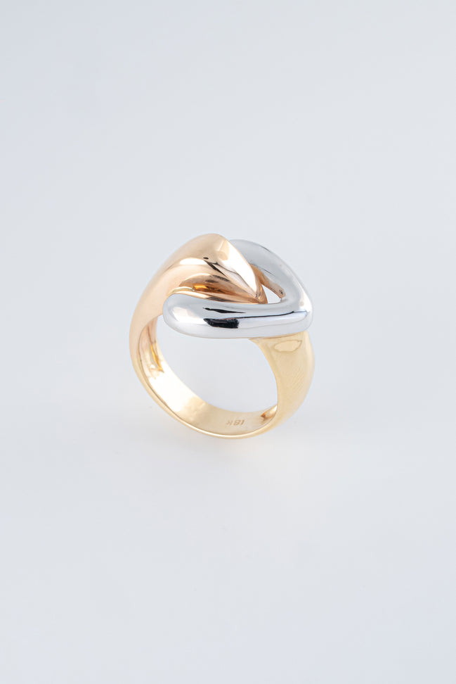 Anillo Liso Tres Oros ( Amarillo - Rosado - Blanco) 18k / NA50 / T: 7.5 / P: 7,8 gr